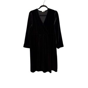 Gap Maternity Velvet Dress Size L Black Pullover V Neck